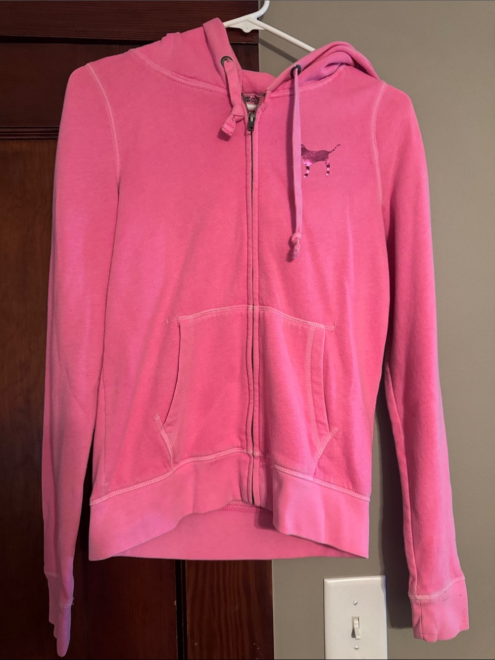 PINK Victoria's Secret Hot Pink Zip-Up Hoodie